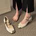 Xiaoxiangfeng Fashion Mary Jane Shoes Women's Skirt Thick Heel Small High Heel Sandals French Single Shoes_vogvips.com