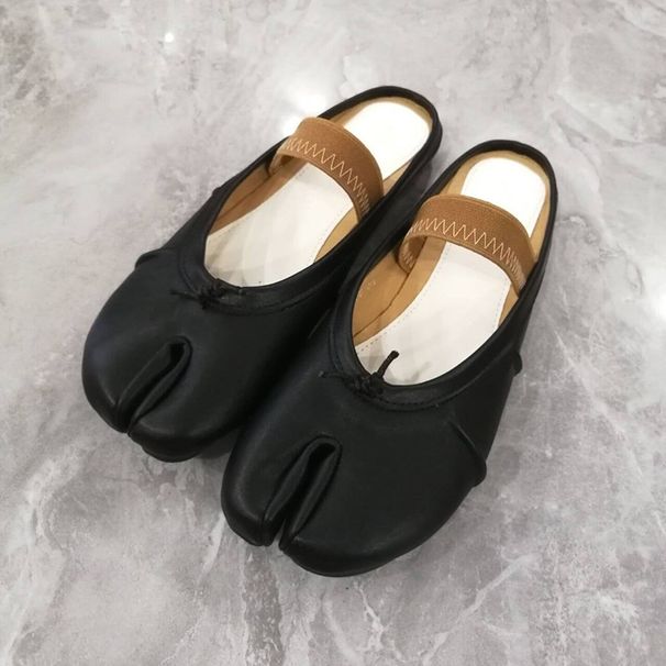 Tabi Split Toe For Women 2025 New Niche Pleated Ballet Pig Trotters Shallow Mouth Bow Flat Sole Shoes_vogvips.com