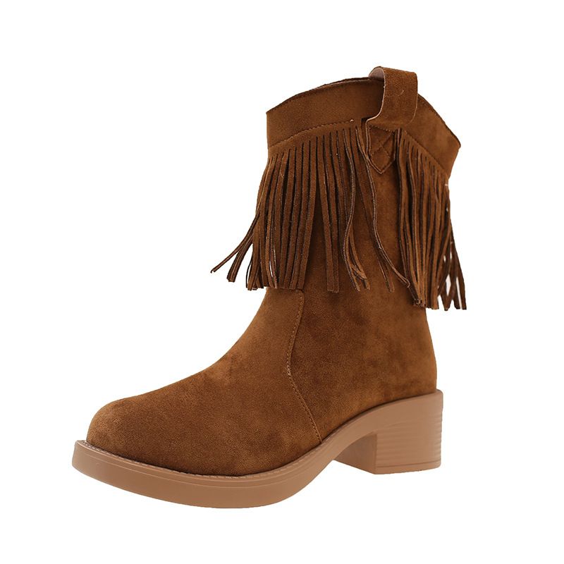 Tassel Short For Women Autumn New Fashion Versatile Western Cowboy Retro Martin Boots_vogvips.com