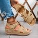 Thick-soled Plus-size Sandals 2026 New Solid Color Cross-stitched Wedge Beach Women's Slippers_vogvips.com