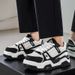 Four Season Low Cut Round Toe Color Blocked Lace Up Fashionable Soft Soled Casual Shoes_vogvips.com