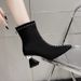 Women's High Heeled Ankle Boots Suede Pointed Toe Comfortable Casual Fashion Autumn New French Style Sexy Over-the-Ankle Rubber Sole Black_vogvips.com
