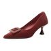 Women's Stiletto High Heels 2026 Spring New French Pointed Toe Petite High Heels Red Wedding Shoes Shallow Single Shoes_vogvips.com