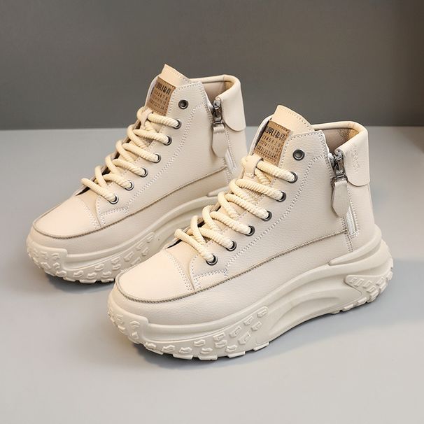 Women's High Top Shoes For Women Autumn New Women's Shoes Round Toe Shoes Thick Soles Increased Casual Sneakers Street Shooting Ins_vogvips.com