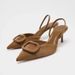 2026 Early Spring New Model Women's Shoes With Square Buckle, Closed-toe, Open-back, Shallow Sandals, Brown Pointed-toe_vogvips.com