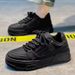 Men's Shoes Black Warrior Men's Shoes Spring Trend All Match Sports Leisure Pure Black Low Top Sneakers Thick Soled Heightening Bread Trendy Shoes_vogvips.com