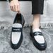Suitable For All Seasons Loafers Color Block Large Size Business Casual Leather Shoes Slip-On 38-46 Nightclub Hairstylist Pointed Toe_vogvips.com