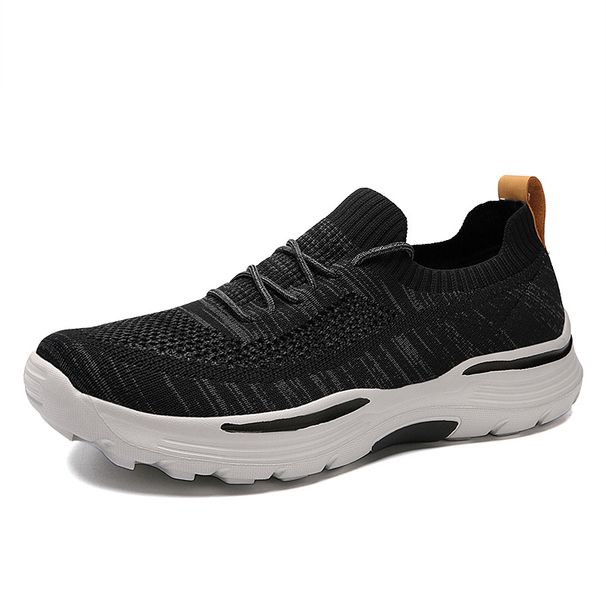 Men's Breathable Running Shoes Fly Knit Thick Bottom Casual Sneakers Round Toe EVA Outsole Non Slip Comfortable All Season_vogvips.com