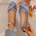 Women's Casual Slip-On Loafers With Cross Strap - Breathable Canvas & PU Lining - Round Toe Flat Shoes For Everyday Comfort_vogvips.com