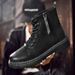 European Warm Series Martin Genuine Leather Work Zipper High Top First Layer Cowhide Cotton Boots Fleece Lined Motorcycle Men's Shoes_vogvips.com