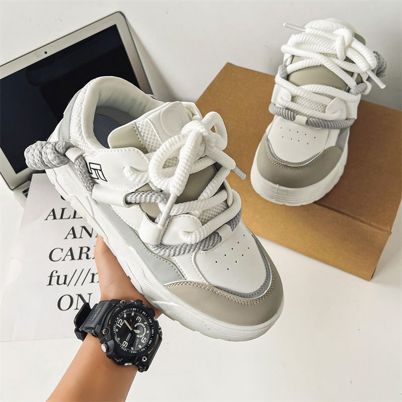 Men's Chunky Sole Sneakers – Low-Top Platform Shoes, Breathable PU Upper, Lightweight EVA Cushion, Streetwear Fashion For Casual Wear_vogvips.com