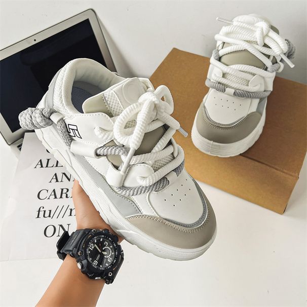 Men's Chunky Sole Sneakers – Low-Top Platform Shoes, Breathable PU Upper, Lightweight EVA Cushion, Streetwear Fashion For Casual Wear_vogvips.com