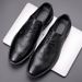 Euro Step Leather New Style Cowhide British Carved High-end Business Formal Derby Fashion Lace-up Youth Breathable Men's Shoes_vogvips.com