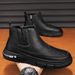 European Warm Series Slip-On Winter Fleece-Lined Warm Cotton Men's Waterproof Work Safety Leather Shoes Thick-Soled Non-Slip Martin Boots_vogvips.com