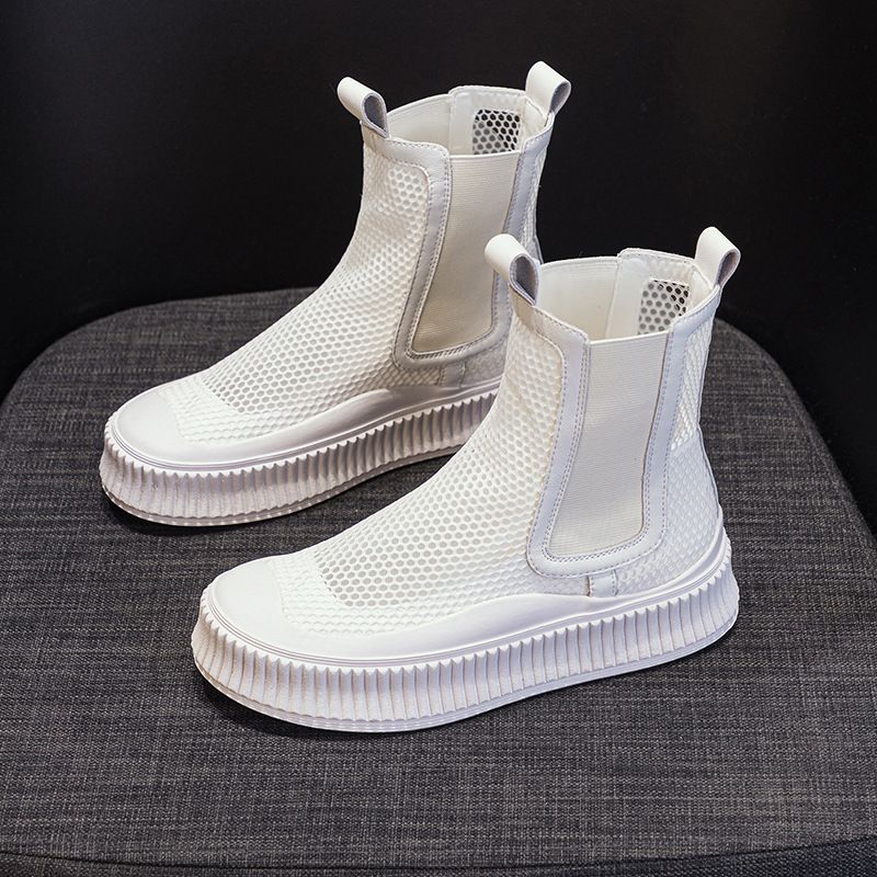 Clearance 2025 New Breathable Martin Versatile High-top Mesh Genuine Leather Short Boots Flat Sandals_vogvips.com
