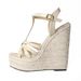 Women's Plus Size Wedge Heel Platform Sandals Woven Rope Simple_vogvips.com