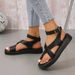 New Large Size Thick Sole Casual Toe Toe Round Toe Beach Shoes Ring Buckle Strap Sandals For Women_vogvips.com