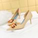 6168-A2 Style Fashionable Slim Fit Women's Singles Shoes With High Heels And Shallow Side Hollow Metal Buckle Decoration_vogvips.com