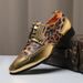 Men's leopard print glitter casual lace-up leather shoes_vogvips.com