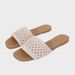 Women's Summer Light Beige Interwoven Fabric Flat Casual Sandals Hollowed out Texture Slippers_vogvips.com