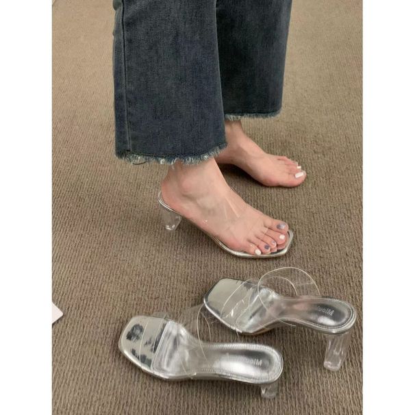 High 2024 New Transparent Crystal Open Toe Cool For Women's Summer Outwear Thick Heel Slippers Large_vogvips.com