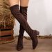 Women's Suede High Heeled Over The Knee Elastic Boots Autumn New Style Plus Size Slimming European American Style_vogvips.com