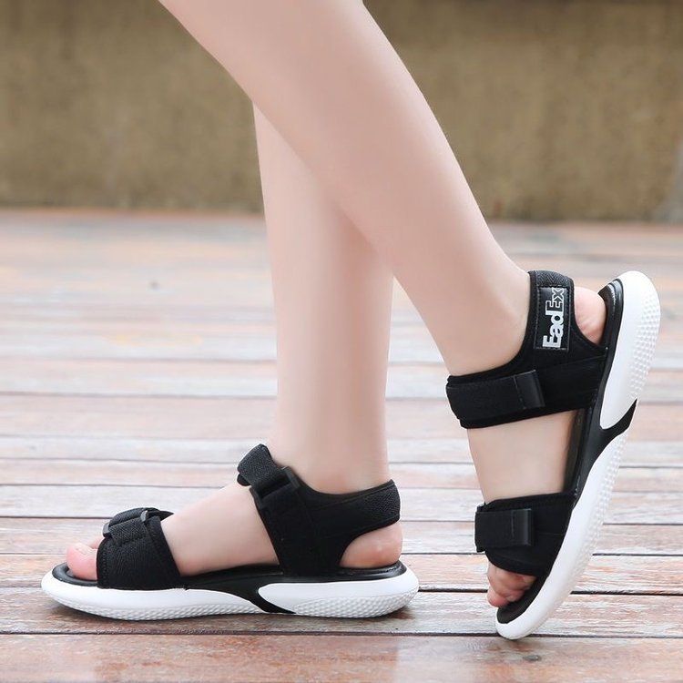 Sports Sandals Women's Ins Tide Beach Shoes Student Versatile Velcro Flat Sandals_vogvips.com