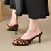 New Foreign Trade Style Women's Studded Open-toe Sandals With Thin Heels For Summer, Sexy And Elegant High-heeled_vogvips.com