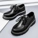 2025 Spring New Black Trendy Round Head Casual Men's British Business Leather Formal Work Shoes_vogvips.com