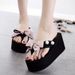 Shanjiao 8cm High Heel Flip-Flops Handmade Bow Non-Slip Beach Vacation Slippers Fashion Women's Beach Shoes_vogvips.com