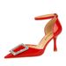 8323-K28 Style Banquet High Heels, Shallow Mouth, Pointed One Word With Metal Diamond Buckle Hollow Sandals For Women_vogvips.com