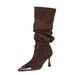 858-11 Stiletto Heel Pointed Toe Pleated Stacked Women's Long Wide Shaft Over-the-Knee High Riding Boots_vogvips.com