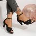 34-45 Size Women's Shoes, Black Suede Cross-strap High-heeled Sandals, Summer Open-toe Buckle Stiletto Mid-heel_vogvips.com