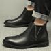 Martin Boots Men's High-top Wind Tooling Short Boots Heightening Men's Medium-top Chelsea Boots_vogvips.com