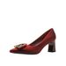 Women's Shoes Wedding Party Pointed High Heels Women's Thick Heels Red Chinese Fashion Shoes All Match Bridal Wedding Shoes Single Shoes_vogvips.com