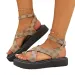 Women's Leopard Print Platform Sandals Ankle Buckle Strap Crisscross Open Toe Summer Shoes Daily Outfit_vogvips.com