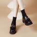 Real Soft Leather Platform Loafers Women's High Heel Soft Sole Thick Heel Small Leather Shoes Single Shoes_vogvips.com