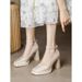 Bridal Mary Jane Heels Chunky Platform Wedding Shoes For Bridesmaids Brides Champagne Wine Red Comfortable Cm_vogvips.com