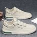 Euro Step Summer Breathable White Flat Men's Casual Leather Versatile Laceless Sports Trendy Shoes_vogvips.com