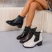 Women's Mid Heel Ankle Boots Chunky Patent Leather Martin Plus Size 43 European American Style Winter_vogvips.com