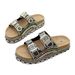 Women's Summer Platform Sandals With Rhinestone Buckle Strap Comfortable Thick Sole Casual Slide Shoes Belt Buckle Sandals For Women_vogvips.com