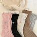 Women's & Men's Knit Wool Socks With Lace Trim And Heart Embroidery, Medium Cuff, Thick Warm Winter Socks For Daily Wear, Cozy And Stylish_vogvips.com