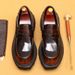 Slip-on leather shoes men's soft leather pointed leather business casual shoes thick sole height increasing British loafers trendy men's shoes_vogvips.com