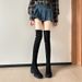 Over-the-Knee For Women 2024 New Square Toe Tube Stretch Slim Autumn Winter High Heel Slimming British Style Long Boots_vogvips.com