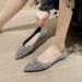 Pointed Single Shoes Women's Flat-bottomed Versatile Rhinestone Ladyshoes One Pedal Gentle Evening Wind Doudou Shoes_vogvips.com
