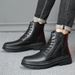 European Warm Series Winter Genuine Leather Warm Martin Wool Trendy Fleece Lined Single Boots Men's Shoes Soft Stylish_vogvips.com