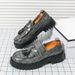 Men's Leather Shoes Gentleman Retro Elegant Style Business Office Leisure 38-46 Adult Thick Soled Loafers Black Gray_vogvips.com