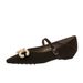 3686-K79 French-style Fashionable Pearl Buckle High-end Velvet Pointed Toe Shallow Single-strap Women's Shoes_vogvips.com