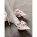 Chuyuji French-style Elegant Cross-strap Bow-tie Closed-toe Sandals Women, Suitable For Commuting, With Pointed Toe And_vogvips.com