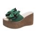 Women's Summer Bow Wedge Sandals Platform Outerwear European American Style plus Size 34-43 New 2021_vogvips.com